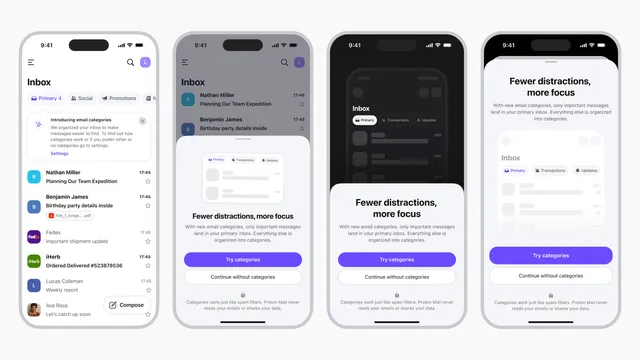 Early explorations of the onboarding flow introducing Categories